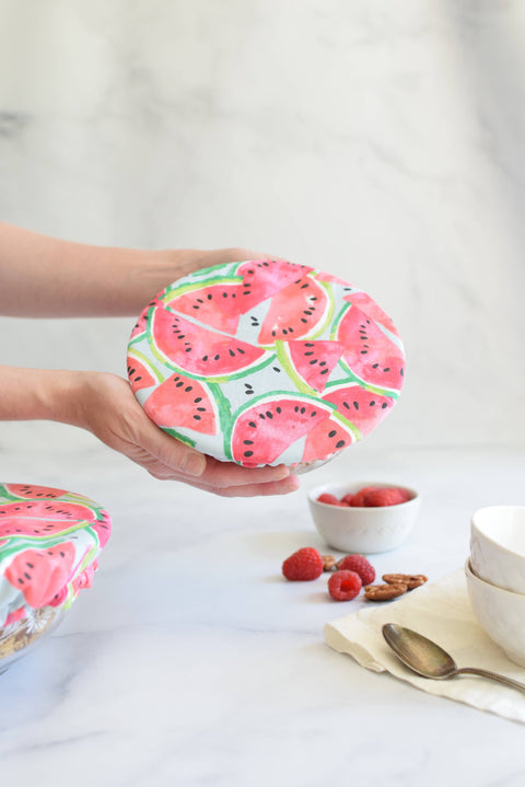 Reusable Dish Cover, Food Wraps, 8 in, Watermelons - Wild Clementine Co.