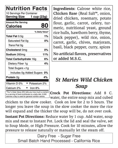 St Marie's Wild Rice and Chicken Soup Mix, Large, 8 oz, Serves 10 - Rill Foods