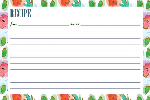 Watercolors Recipe Cards, 25 4"x6" - Meadowsweet Kitchens