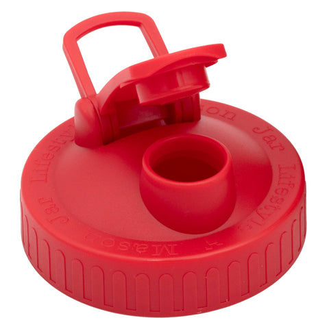 Regular Mouth Pour & Store Shaker Lid with Carry Loop: Cherry Red - Mason Jar Lifestyle