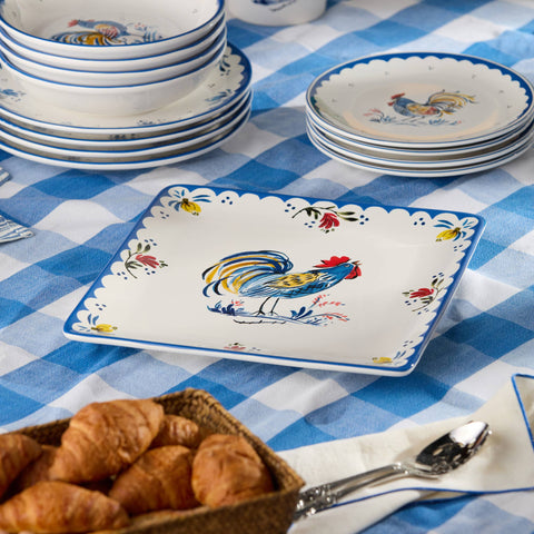 French Rooster Square Platter, 12.5" - Certified International