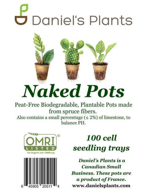 Naked Pots, 2" Plantable Seed Starter Trays, 100 cell pack - Daniel's Plants