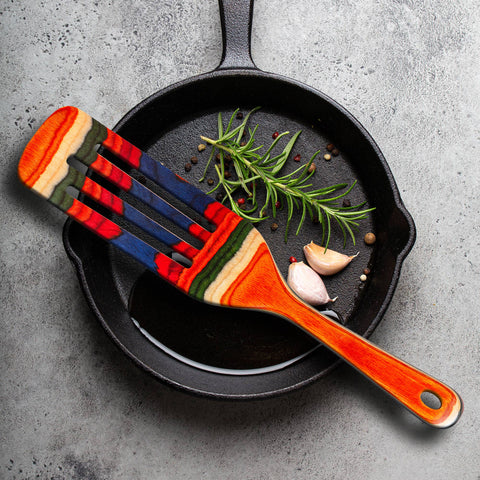 Baltique® Marrakesh Colorful Wooden Slotted Spurtle, 13" - Totally Bamboo