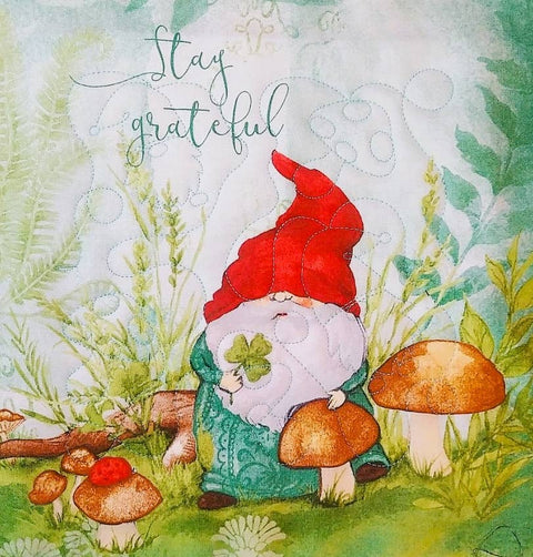 Gnome Potholders: Stay Grateful - Red Mitten