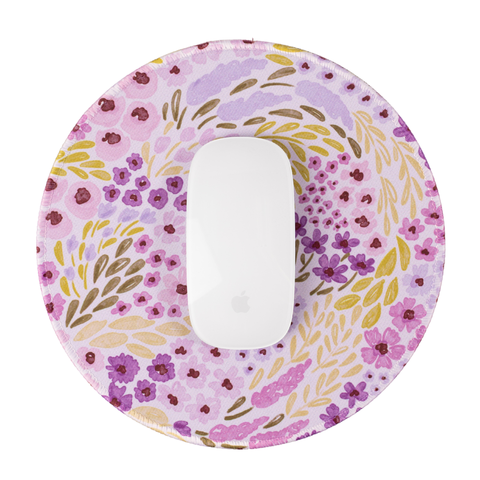 Lilac Floral Mousepad, 8.5" diameter - Elyse Breanne Design