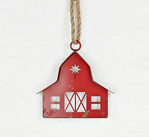 Vintage Red Barn Metal Ornament - Holiday Depot Inc.