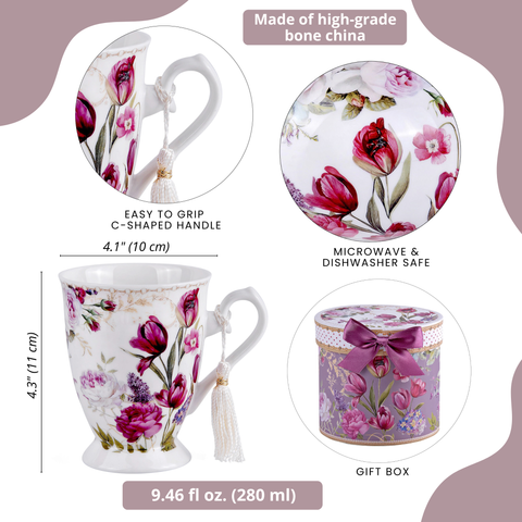 Tulip Tea/Coffee Tall Mug, 10.82 fl oz, in Gift Box