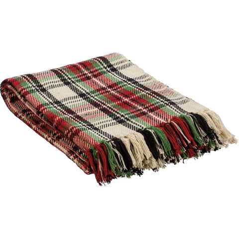 Cream Plaid Throw Blanket - Primitives by Kathy