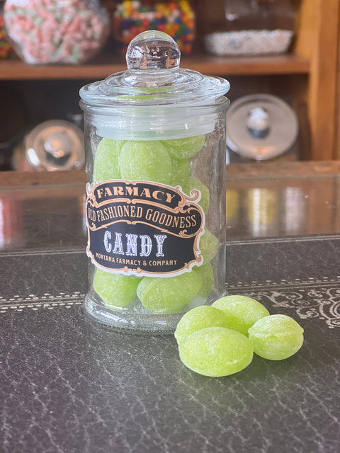 Green Apple Hard Candy in Apothecary Jar - Montana Farmacy