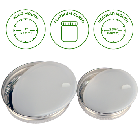 Wide Mouth Sealing Lid Liners, Platinum Cured, Leak Proof Silicone - Mason Jar Lifestyle