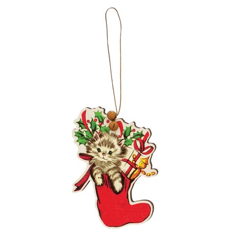 Retro Look Wooden Puppy, Kitten, & Reindeer Ornaments, Set of 4 - Col House Designs