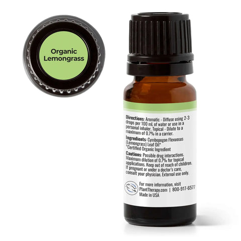 Organic Lemongrass Essential Oil, 10 ml - Plant Therapy