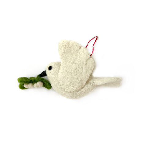 Dove with Olive Branch Felt Wool Christmas Ornament - Ornaments 4 Orphans