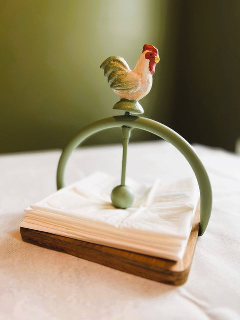 Iron Rooster Napkin Holder: Light Green - Vagabond Vintage