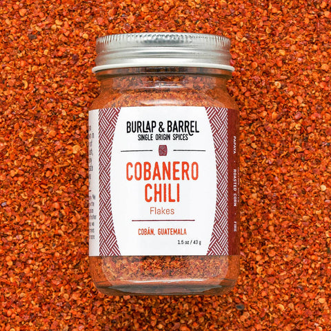 Cobanero Chili Flakes - Single Origin Spice & Seasoning: 1.5 oz glass jar - Burlap & Barrel