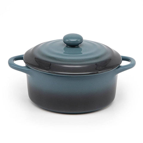 Mini Casserole Dishes & Lids - Set of 4: Stone Ombre, Ceramic, 12 oz - Kook