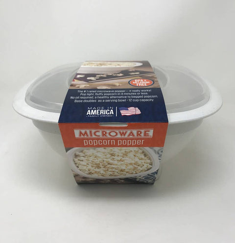 Microwave Popcorn Bowl, White - Amish Country Popcorn