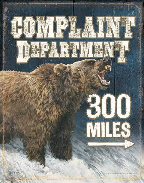 Complaint Department Bear, 12"x17" Tin Sign - Art Brand Studios