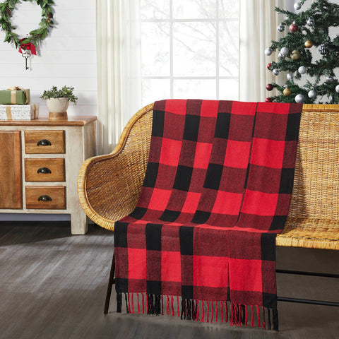 Harper Red Black Buffalo Check Woven Throw, 50x60 in - VHC Brands