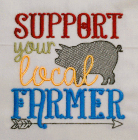 Farmhouse Themed Tea Towels: Support Your Local Farmer - Red Mitten