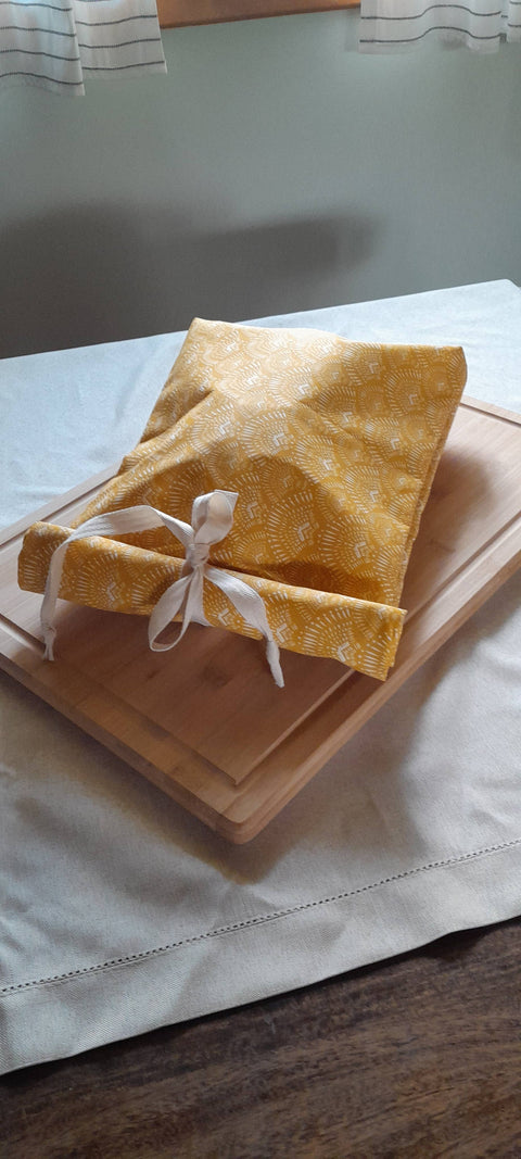 Waterproof Lined Bread Bag: Mustard Print - Keetna Farm Goods