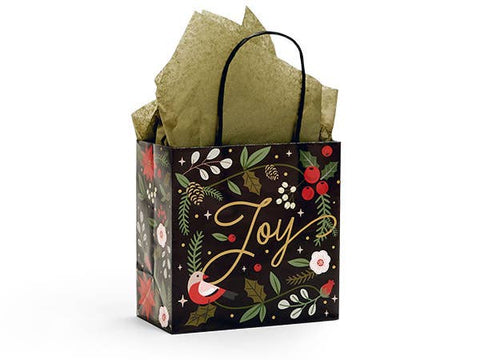 Holiday Botanicals Paper Christmas Gift Bags: Jewel 6.5x3.5x6.5 in - Nashville Wraps