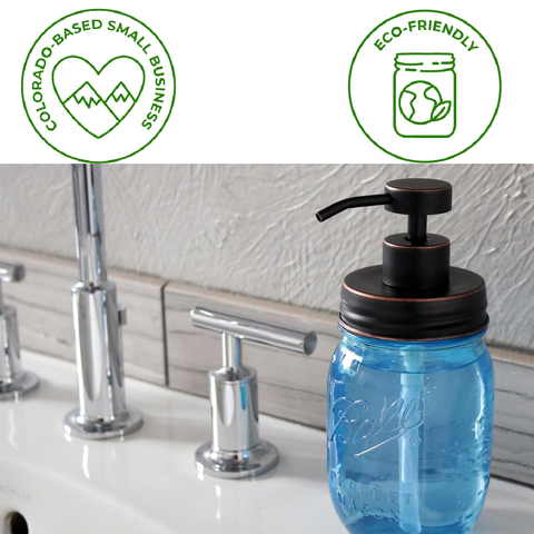 Soap Pump Lid Kit, Regular Mouth Jars, Oil Rubbed Bronze - Mason Jar Lifestyle