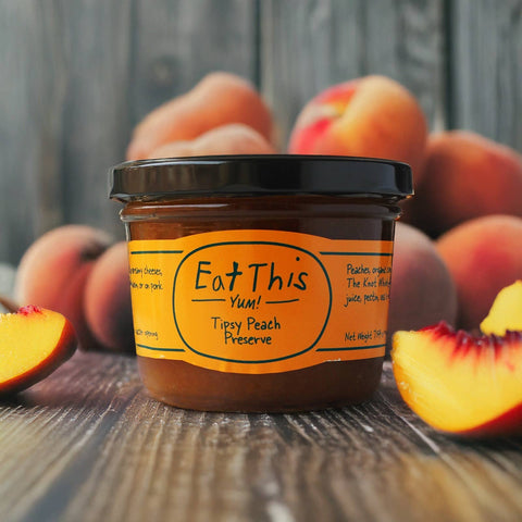 Tipsy Peach Preserve, Irish Whiskey Infused, 7 oz - Eat This Yum