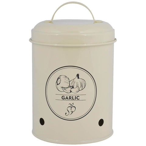 Garlic Storage Tin, 1.15 L, Carbon Steel - Esschert Design USA