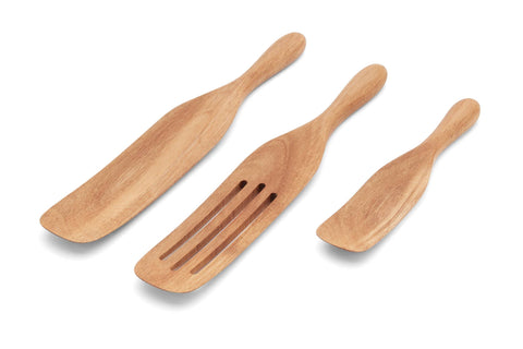 Acacia Wood Spurtle, Set 3, 13" slotted, 10”, and 9” - Fox Run Brands