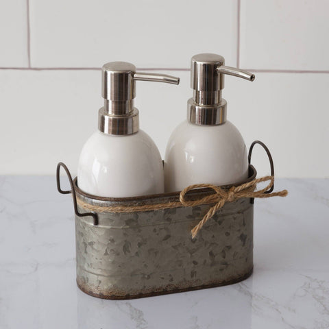 Soap Dispensers with Galvanized Caddy - Audrey's