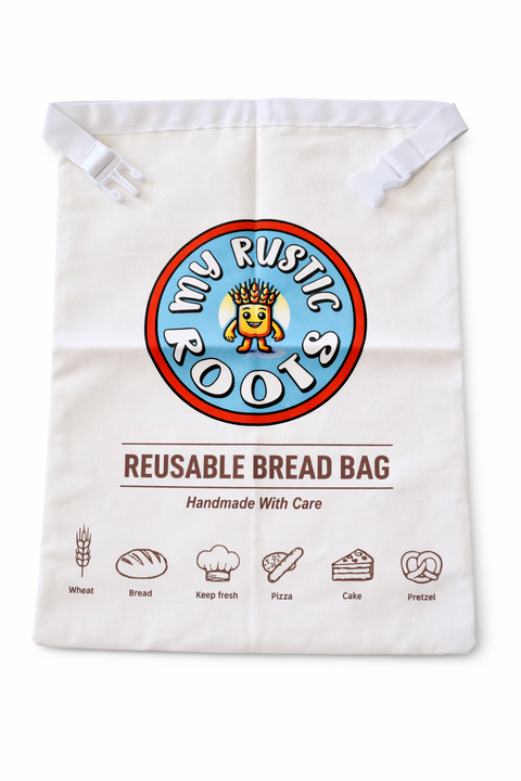 Beeswax Lined Fold Down Reusable Bread Bag - My Rustic Roots