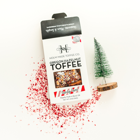Candy Cane, Oregon Hazelnut Toffee, 4 oz - Holm Made Toffee Co.