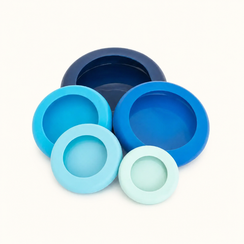 Reusable Silicone Food Savers: Ice Blue, Set of 5 - Food Huggers