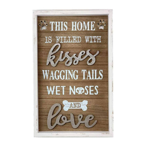 Love Pet Rustic Wood Framed Wall Sign, 12 x 19 in - Paris Loft Inc