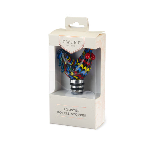 Glass Rooster Wine Bottle Stopper - Twine