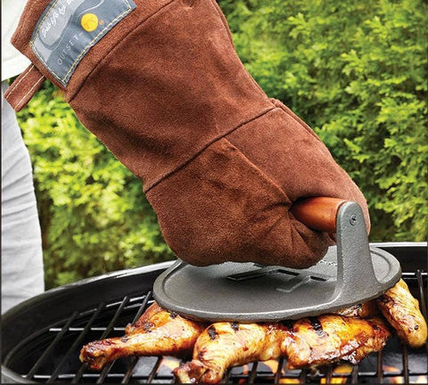 Outset Brown Leather Grill Mitt, 8.5” x 15” - Fox Run Brands