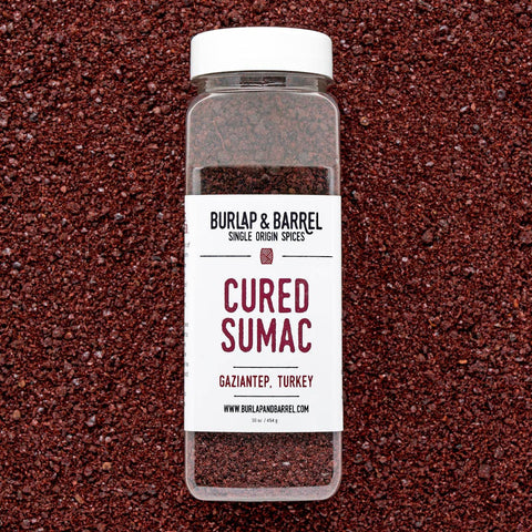 Cured Sumac (Sumak) - Single Origin Spice & Seasoning: 2.3 oz glass jar - Burlap & Barrel