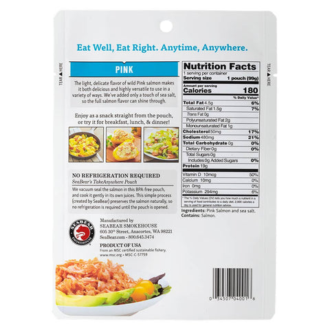 Ready-To-Eat Pink Salmon, 3.5 oz - SeaBear Smokehouse