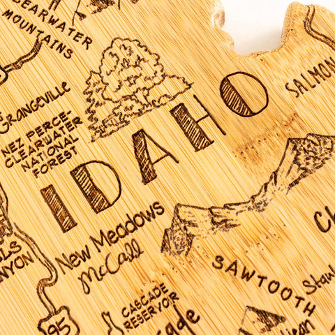 Destination Idaho State-Shaped Serving & Cutting Board - Totally Bamboo