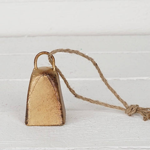 Vintage Gold Cow Bell with Loop - Holiday Depot Inc.