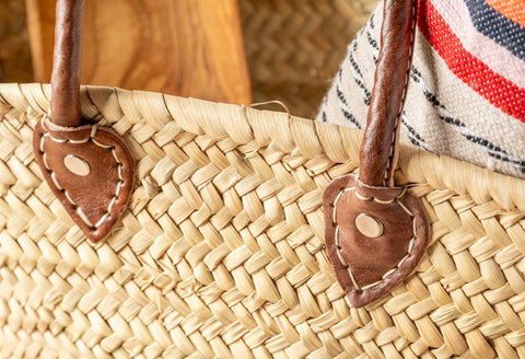 Moroccan Woven Palm Shopping Basket - Verve Culture