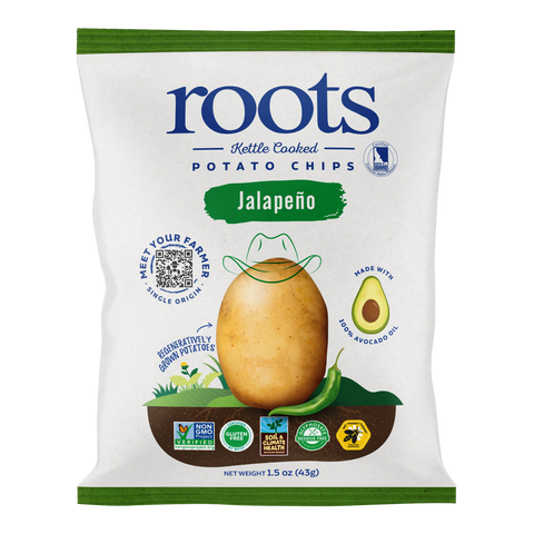 Jalapeño Potato Chips, 1.5 oz bag - Roots Potato Chips