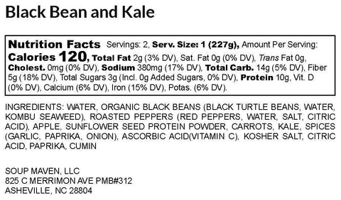 Black Bean & Kale Soup - 18 Chestnuts Soups