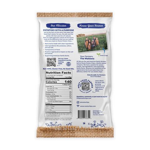Tallow Purple Sea Salt Kettle Cooked Potato Chips, 5 oz Bag - Roots Potato Chips