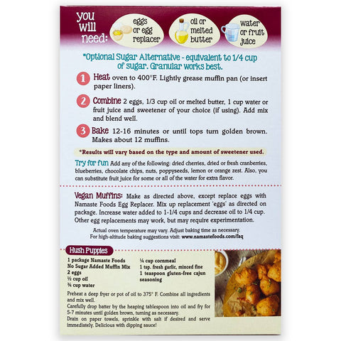 Muffin Mix, 14 oz, Gluten Free No Sugar Added - Namaste Foods