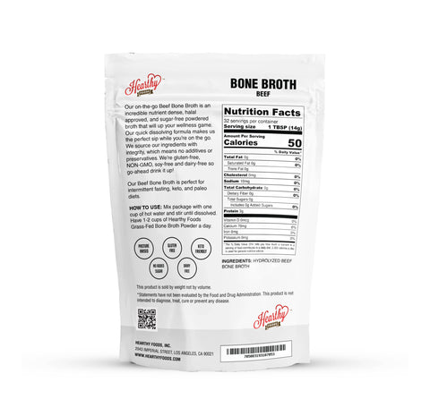 Beef Bone Broth Powder, 16 oz - Hearthy Foods