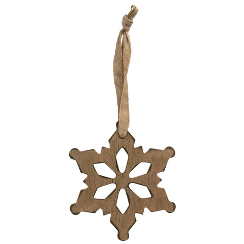 Antiqued Wooden Snowflake Christmas Ornament, 2 Assorted - The Hearthside Collection