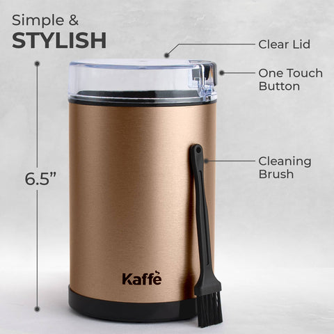 Electric Coffee Grinder w/ Cleaning Brush, 3oz, Copper - Kaffe
