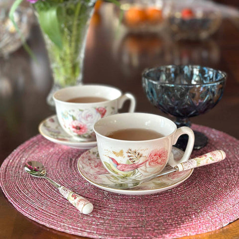 Vintage Style Birds Bone China Cup and Saucer Set, in Gift Box